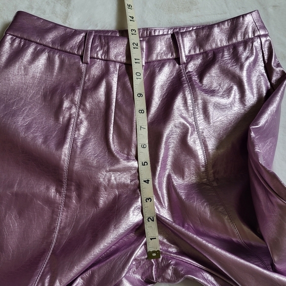 NWT 7 For All Mankind Women's Faux Leather Liquid Foil  Metallic Pants Size L - Picture 11 of 16